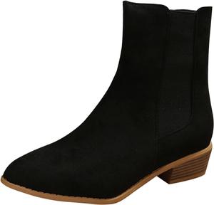 Женские модные короткие сапоги CsgrFagr из однотонной замши с заостренным носком, боковой молнией и толстым каблуком, резиновые дождевые сапоги для женщин (коричневый, 8 размер)