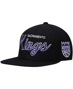 Мужская черная бейсболка Sacramento Kings Hardwood Classics Script 2.0 Snapback Mitchell & Ness
