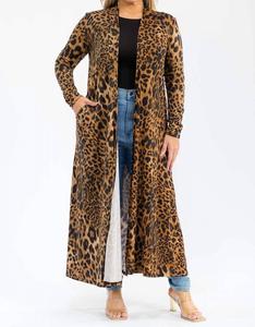 Кардиган макси с длинными рукавами и открытым передом коричневого цвета Karen T Design, коричневый