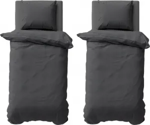 Комплект постельного белья из 4 предметов, 155x220 см, микрофибра, цвет антрацит, пододеяльник Müskaan