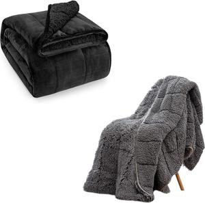 Утяжеленное одеяло 150х200 см, 6,8 кг, Wemore, Sherpa Fleece, с длинным ворсом, искусственный мех, пушистое, двустороннее, для кровати и дивана