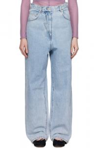 Синие джинсы с вырезом-трусы Pushbutton