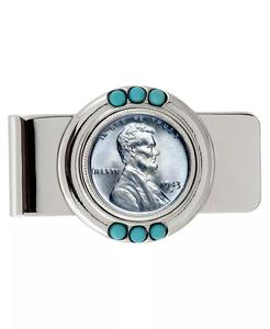 Мужской зажим для монет Lincoln Steel Penny 1943 года бирюзового цвета American Coin Treasures