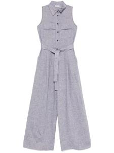 Peserico льняной комбинезон с поясом, серый
