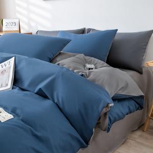 LUOLAI HOME Комплект постельного белья 1.2M, 3 предмета, для кровати 150x200 см, простыня, 100% хлопок, джинсово-синий (светло-серый)