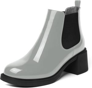 Женские модные ботильоны ROSERWISH с круглыми носками, эластичной шнуровкой, удобным массивным низким каблуком 2,5 дюйма