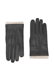 Кожаные перчатки с ребристыми манжетами Paul Smith, черный