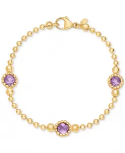 Браслет из аметистовых бусин, позолоченного 14-каратным золотом оникса и небесно-голубого топаза Macy'S, amethyst