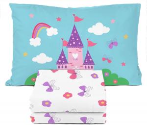 Комплект постельного белья Toddler, 3 предмета, Sunny Side Up Magic Castle, цветочный с бабочками, микрофибра