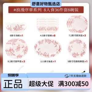 KANGMO Набор посуды на 8 персон, 36 предметов, с суповыми мисками, подглазурная роспись, подарочная упаковка