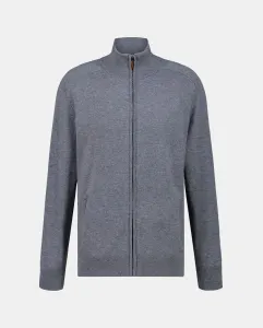 Мужской кардиган с полуворотником на молнии гладкий из мериносовой шерсти Emidio Tucci, серый