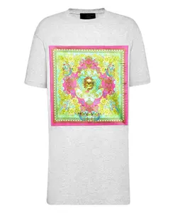 Платье-Футболка, короткое, в стиле нового барокко. Philipp Plein, серый