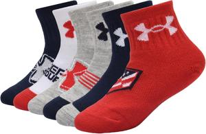 Under Armour детские носки Essential Quarter, набор, Freedom Diamond Red