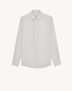 Приталенная рубашка CASSANDRE из полосатой вискозы SAINT LAURENT, черный