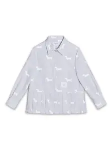Рубашка с графичным принтом и складками Thom Browne Kids, серый