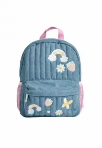 Стеганая вышитая школьная сумка среднего размера Jojo Maman Bébé, Blue