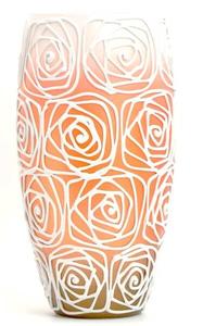 Стеклянная ваза с ручной росписью 7ART, 16x16x16 см, оранжевый