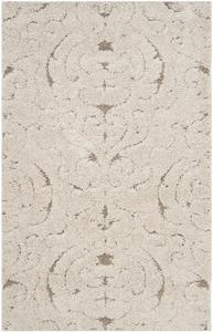 Ковер SAFAVIEH, 201 x 201 см, Florida Shag Collection, Cream & Beige, дизайн Scroll, без линьки и простой в уходе, идеален для помещений с высокой проходимостью в гостиной, спальне (SG467-1113)