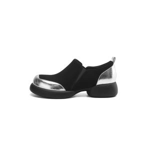 XICUNMINGWU Повседневные однобортные туфли женские, черные с серебристым