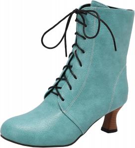 Женские минималистичные ботильоны на блок-каблуке с шнуровкой, повседневные короткие ботинки с круглым носком для ежедневной носки XIEPP, Green