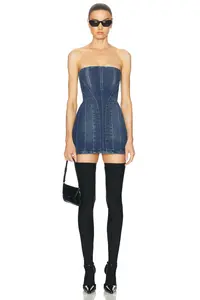 Джинсовое мини-платье с корсетом Monot, Blue