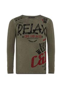 Рубашка с длинными рукавами и крупным принтом CIPO & BAXX, хаки