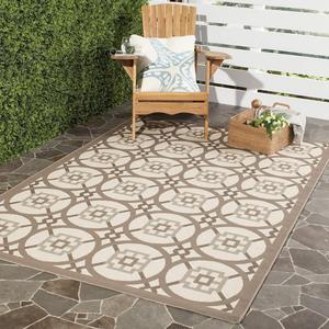 Ковер SAFAVIEH, 82 x 153 см, Courtyard Collection Beige / Dark Beige CY7476 для дома и улицы водонепроницаемый легко чистится для патио заднего двора прихожей