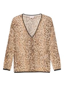 Топ с леопардовым жаккардом LIU JO, коричневый