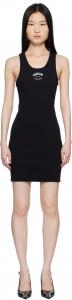 Черное мини-платье из эластичного хлопка с логотипом Moschino Jeans