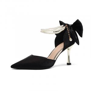 Туфли на тонком каблуке высотой 8 см для женщин ZHR, Black 8Cm