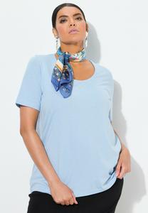 Базовая футболка SHORT SLEEVE SCOOP NECK Ulla Popken, светло-голубой