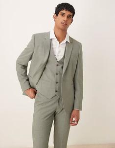 Узкий пиджак цвета хаки с перекрестной штриховкой Asos Design