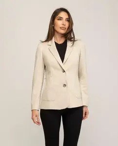 Женская полуприлегающая куртка с отложным воротником и накладными карманами Fsh, бежевый