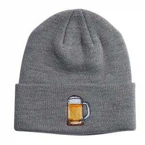 Мужская акриловая шапка-бини с нашивкой Crave Food and Drink. Coal, Heather Grey