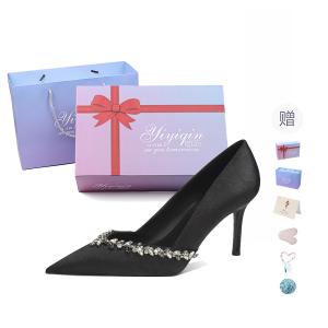 Take the Qin Туфли-лодочки на шпильке женские черные в подарочной упаковке - черный (атлас), цвет Black (Satin)[Gift Box Set](Gift Included)