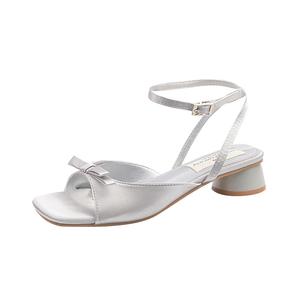 CZRSK Женские сандалии на одной застежке 4 см серебристые, цвет Silver