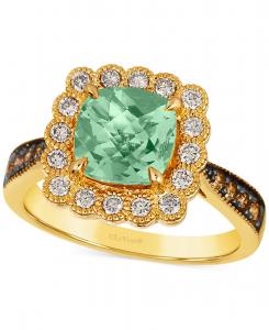 Кольцо Нейм в оправе из 14-каратного золота с кварцем Мятный джулеп (2,5 карата) и бриллиантами (0,5 карата) Le Vian, No Color
