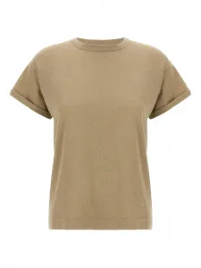 Футболка из ткани ламе Brunello Cucinelli, нейтральный