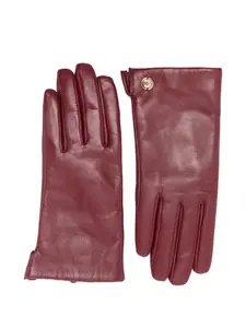 Кожаные перчатки с пуговицами Coccinelle, красный