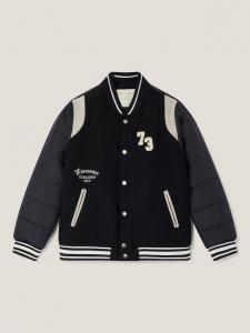 Детская стёганая бейсбольная куртка из шерстяной смеси Monsoon, Navy