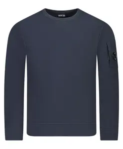 Легкая флисовая толстовка с круглым вырезом и линзой C.P. Company, синий