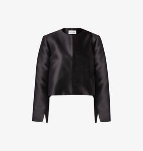 Укороченная атласная блузка Ruthie с круглым вырезом и длинными рукавами Malina, черный