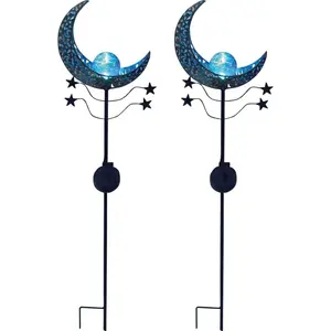 Садовый фонарь Солнечная садовая лампа на колышке - Мандала - 2 штуки LED-модуль 2 шт. Декоративное садовое украшение Luxform, бронзовый/синий