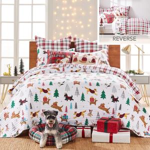 Комплект постельного белья Levtex Home Merry & Bright Jingle Paws, красный / зеленый
