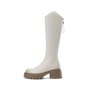 Женские сапоги DAPHNE высокие на блочном каблуке, цвет бежевый