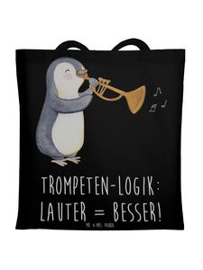 Сумка-тоут Мудрость трубы с поговоркой в черном цвете Mr. & Mrs. Panda