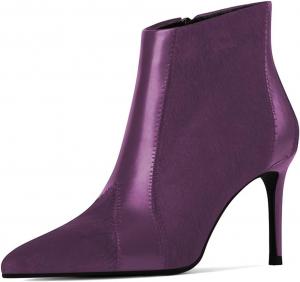 Женские сексуальные ботильоны FYS с заостренным носком и шпилькой, модные ботинки с высоким каблуком, короткие ботильоны, осенние праздничные туфли, размеры 4-16 США, Purple
