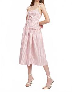 Рейган Полосатое миди-платье в розовую полоску En Saison