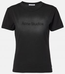Футболка из хлопкового джерси с многослойным логотипом Acne Studios, Faded Black