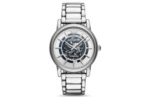 Наручные часы с механическим механизмом на стальном браслете 43 мм с белым циферблатом Мужские часы AR60006 EMPORIO ARMANI